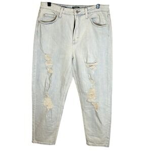 Wild‎ Fable Highest Rise Mom Jeans Distressed Ripped Light Wash Denim